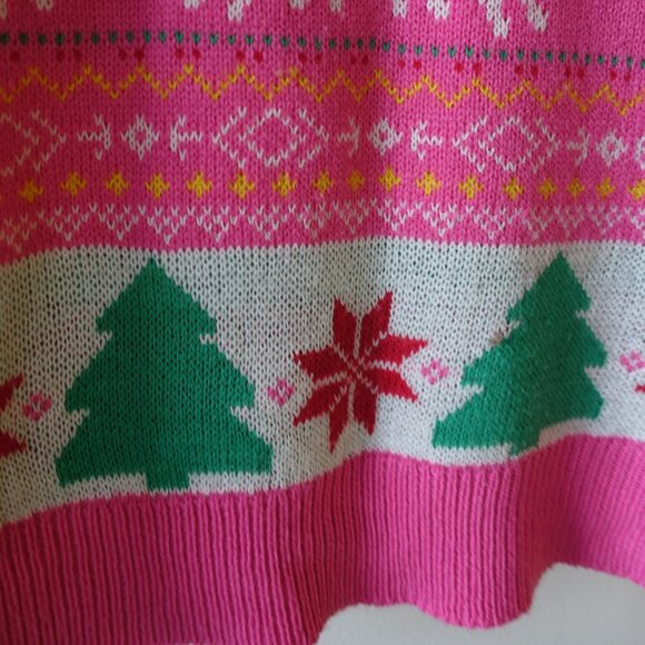 Ardene Christmas Xmas Ugly Pink fair isle Sweater S SM SMall - Picture 6 of 15